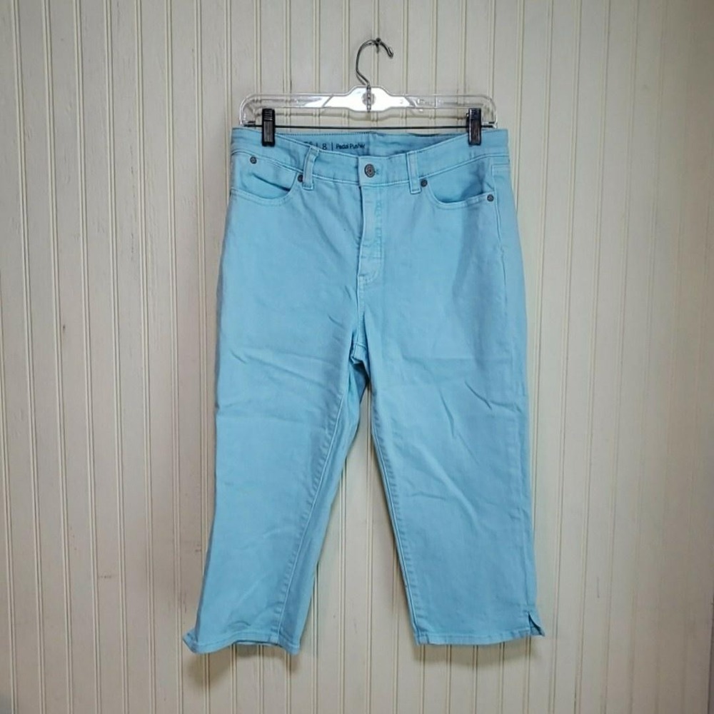 Talbots Flawless Pedal Pusher Capri Jeans Womens 8 Blue Light Wash Denim Pants